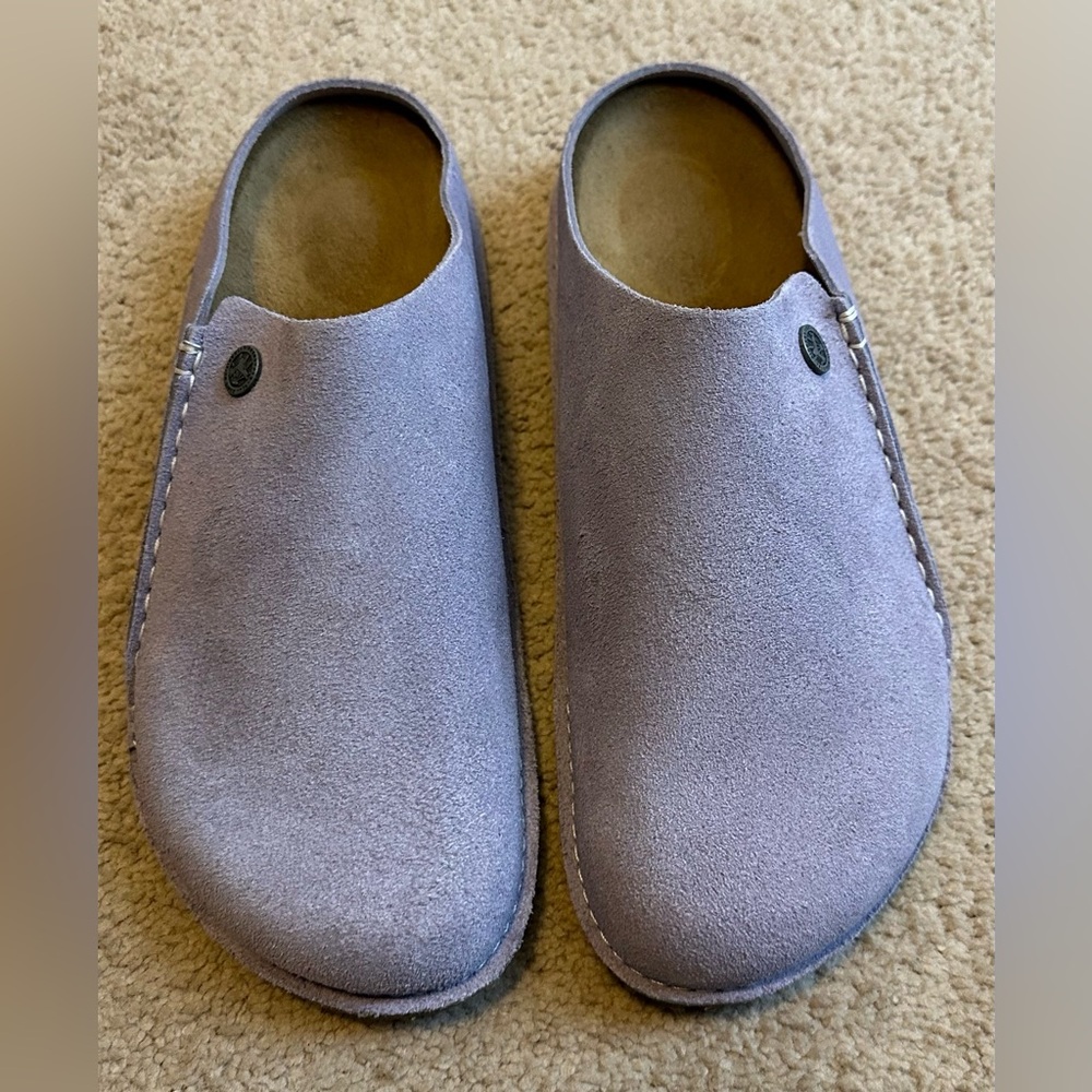Birkenstock Lavender Suede Footbed Sandals Zermatt Premium